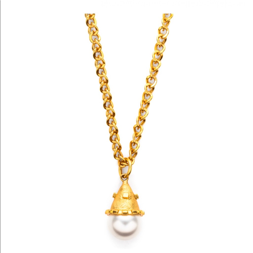 Julie Vos gold Botticelli pearl pendant necklace